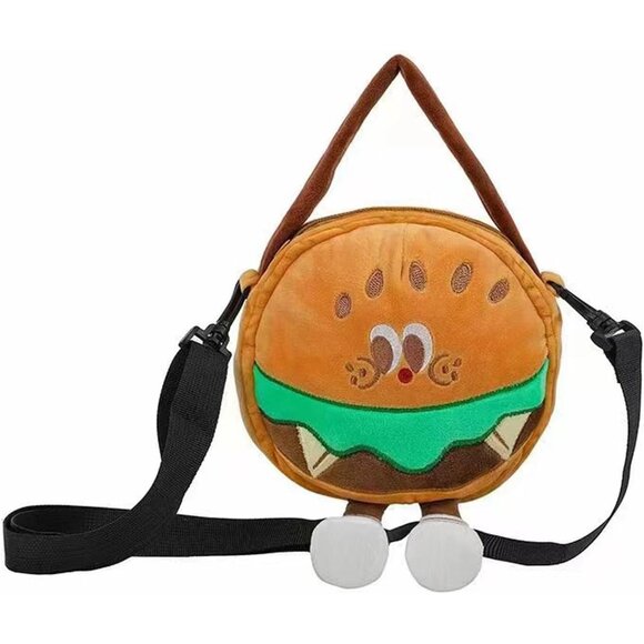 Accessories - Hamburger Crossbody Purse Plush Mini Handbag for Girls Teens Women